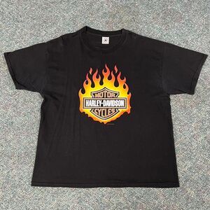 Vintage 90s Harley Davidson black flame logo tee